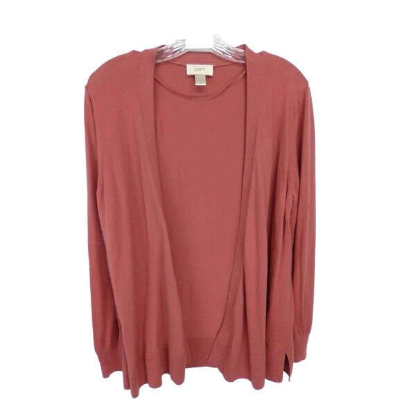 Loft Women's Long Sleeve Open Front Light Weight Cardigan Solid Orange Size XL - Picture 7 of 7